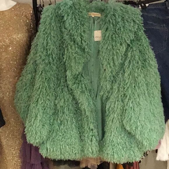 FREE PEOPLE Stargazer Fur Jacket / Mountain Green Renata Bolber - Picture 6 of 6